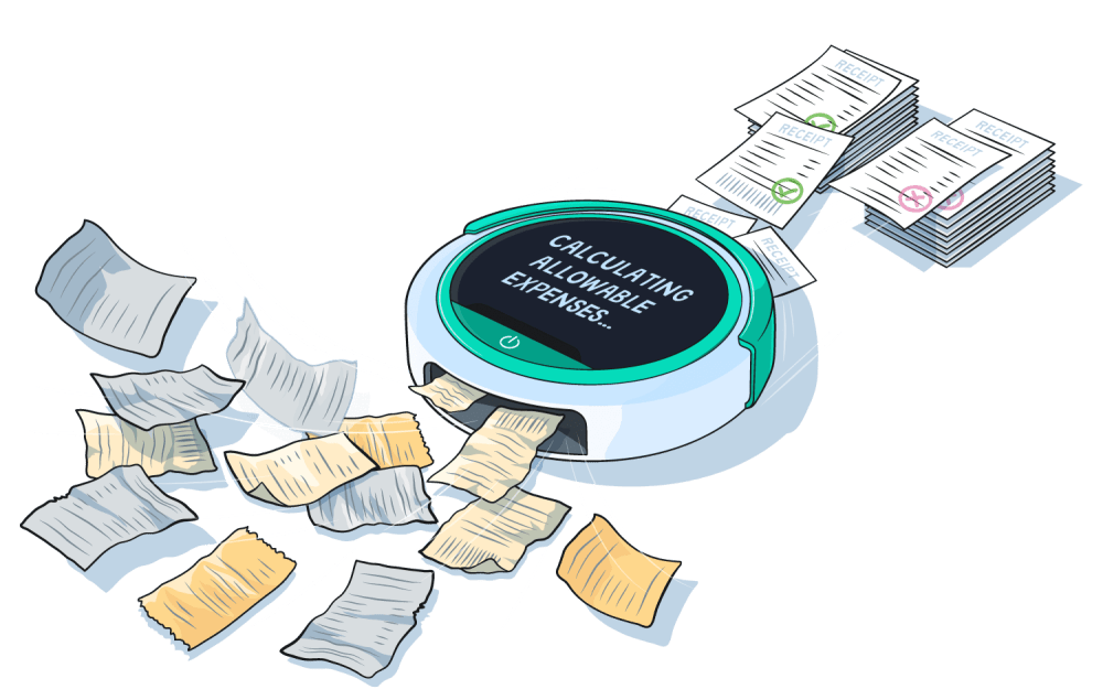 illustration of fictional machine calculating allowable expenses for landlords