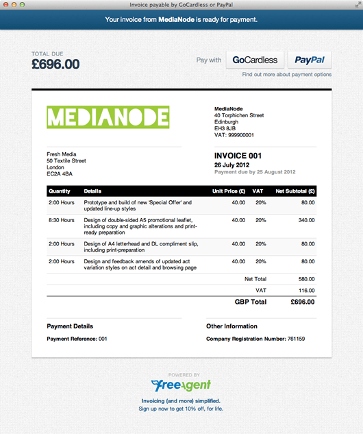 Online invoice payment