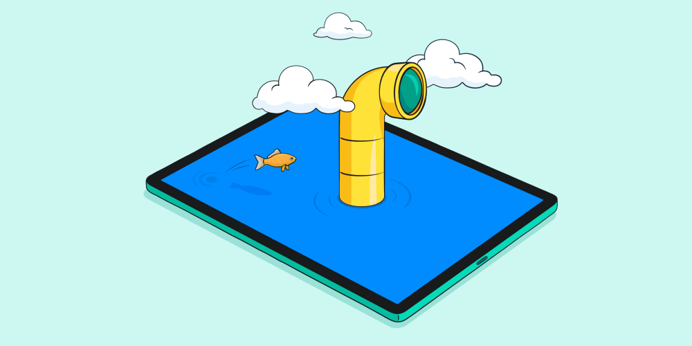 Periscope emerging from an iPad