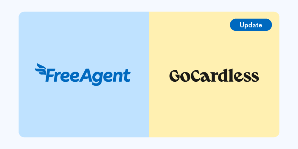 FreeAgent and GoCardless logos side by side.