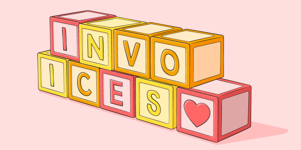 Illustration of alphabet blocks spelling out the word ‘Invoices’.