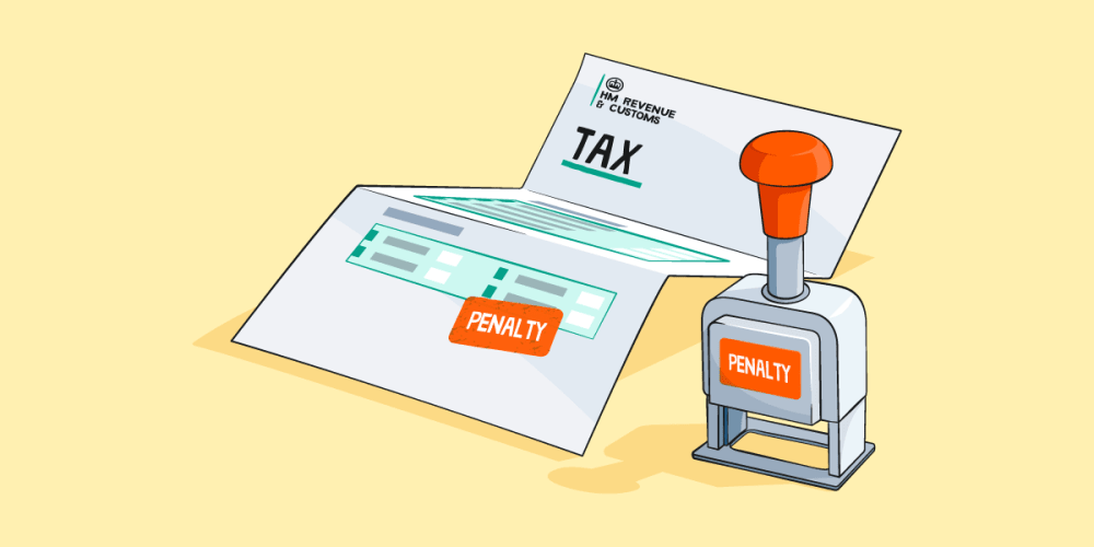 An HMRC tax notice stamped with a penalty notice